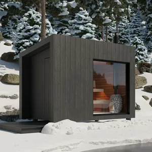 Vente en gros en Chine Maison de jardin grande taille avec cabine très isolée et sauna Maison de sauna en bois Kit de maison extérieure