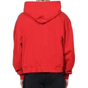 Sudadera con capucha recortada de gran tamaño con cremallera completa de algodón transpirable de invierno de alta calidad para hombre con logotipo personalizado frontal holgado liso - Product Image 5