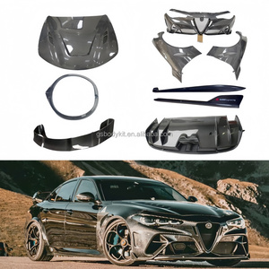 Kit de carrocería de fibra de carbono GTAM, guardabarros de capó para <span class=keywords><strong>Alfa</strong></span> Romeo <span class=keywords><strong>Giulia</strong></span> <span class=keywords><strong>Q4</strong></span>, faldón lateral de parachoques delantero, guardabarros de cuerpo ancho, alas de alerón trasero - Product Image 1