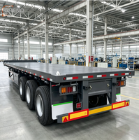 Semi-remorque plateau 3 essieux 40 pieds 60 tonnes usage intensif avec plancher en acier antidérapant, suspension pneumatique et points d'arrimage pour l'exportation