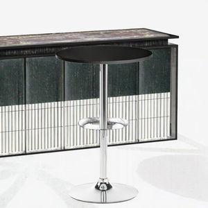 Mesa de Bar Redonda Ajustable de MDF para Uso en Hoteles Modernos, con Patas y Base Plateadas - Product Image 3