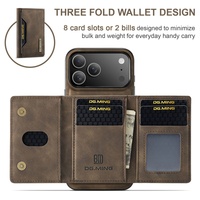 Étui portefeuille magnétique en cuir PU pour iPhone 18 17 16 15 14 13 12 Pro Max avec porte-cartes, support et protection antichoc