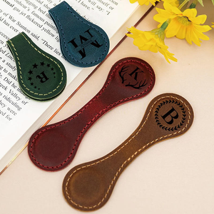 Wholesale Custom Vegan PU Genuine <strong>Leather</strong> Corner Magnetic <strong>Bookmarks</strong> Handmade Foil Logo Gift <strong>Bookmark</strong> - Product Image 2