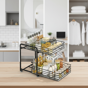 Portaspezie Multifunzionale da <span class=keywords><strong>Cucina</strong></span> a Due Livelli con Finitura Laccata, Resistente Supporto in Metallo per <span class=keywords><strong>Spezie</strong></span> e Coltelli da Tavolo - Product Image 2