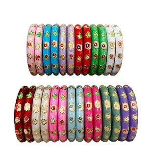 Pulseras Delgadas de Esmalte Cloisonné Chino con Diseño Floral <span class=keywords><strong>para</strong></span> Niños, Venta al por Mayor, Multicolor, <span class=keywords><strong>Alambre</strong></span> Dorado, Apilables, Tamaño Mini, Joyería de Regalo <span class=keywords><strong>para</strong></span> Niños - Product Image 2