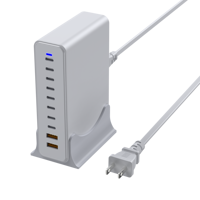 Chargeur rapide GaN 10-en-1 800W avec 8 ports USB-C et 2 ports USB-A, station de charge de bureau pour iPhone, tablette, MacBook, Android, Samsung