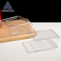 Boîte à gâteau carrée en acrylique transparent de qualité alimentaire, écologique, avec logo personnalisé en gros, pour tiramisu, pudding