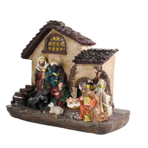 Wholesale Resin Crafts Religious Crafts Musical <b>LED</b> Lights up Nativity Scene Resin <b>Christmas</b> Decoration with Child Moving - Product Image 4