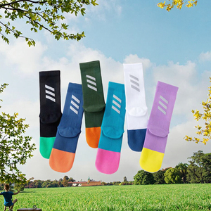 Crew Athletic <b>Socks</b> With Striped Logo Color Block Design Breathable Knitted For Running Adults Summer Wear - Product Image 3