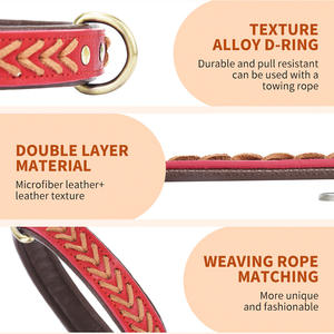Nueva llegada collares para mascotas de lujo personalizado trenzado diseñador colorido ajustable cuero perro <span class=keywords><strong>Collar</strong></span> al por mayor - Product Image 4