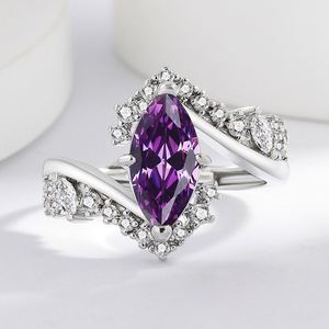 Luxury Exquisite Charm Purple Horse Eye Shaped Women's <b>Ring</b> with Adjustable Open <b>Size</b> Sparkling Zircon High-quality <b>Ring</b> - Product Image 2