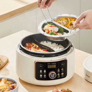 Midea Electric Pressure <b>Cooker</b> 4L Stainless Steel Inner Pot Dual Compartment Cooking Time Presetting <b>Multi</b> <b>Function</b> Home Use - Product Image 4