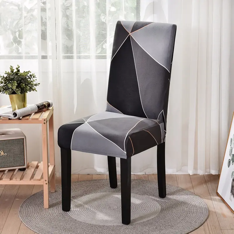 Sample Available Geometric Dining Chair Cover Spandex Elastic Chair Slipcover Case Stretch Chair Covers for Wedding Hotel Banquet Dining Room