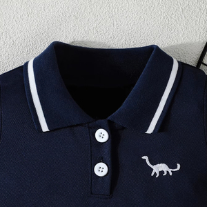 Ensemble décontracté deux pièces pour enfants : T-shirt brodé dinosaure à manches courtes et short camouflage blanc simple, personnalisable en usine - Product Image 3