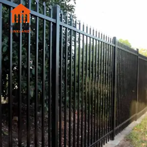 Toptan demir çit panelleri dekoratif Metal çelik kare boru çit tasarımları siyah ferforje galvanizli çelik çit