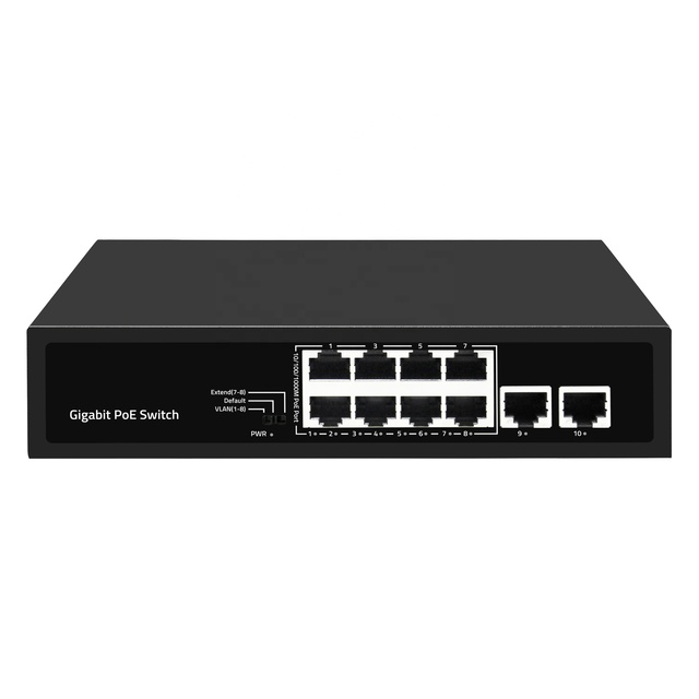 4COVR 8 Ports 120W Fanless 802.3af/at All Gigabit PoE Switch 2*1Gbps Uplink RJ45 VLAN PoE Switch for PoE Security Camera System