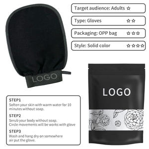 قفاز تقشير من ألياف الفسكوز الأرجواني الناعم بشعار مخصص للاستحمام ، مادة إسفنجية مصنوعة من الجلد الميت الجاف - Product Image 5