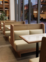 Meubles de restaurant industriel Café Hamburger Shop KTV Club Restaurant Sièges sectionnels en cuir Canapé en bois Cabine