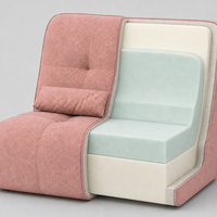 Canapé compact de luxe sans accoudoirs avec housse amovible et lavable, design capitonné – Sièges d'appoint modernes roses pour appartement et salon
