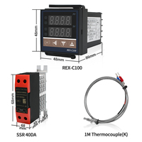 Pengontrol Suhu Digital PID LCTC REX-C100 Dengan Relay SSR 40DA Dengan Termokopel K Probe 1m Termostat 0-400 ℃   Keluaran SSR