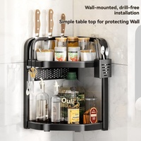 Étagère d'angle multi-niveaux en acier au carbone pour cuisine, support mural pour bouteilles d'assaisonnement, organisateur pour comptoir de cuisine, gain de place