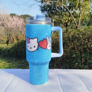 Taza de coche de acero inoxidable de gran capacidad de 40oz al por mayor, diseño de gato de dibujos animados de diamante, succión al vacío, viaje, de hielo' '<span class=keywords><strong>Rey</strong></span>, térmica caliente - Product Image 4