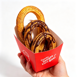 Caja Plegable Personalizada <span class=keywords><strong>para</strong></span> Churros, Contenedor Desechable Español, Ligero, Aislado, de Grado Alimenticio <span class=keywords><strong>para</strong></span> Papas Fritas - Product Image 1