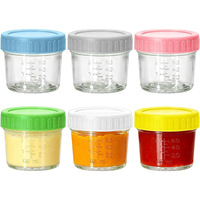 6 pots de conservation miniatures en verre avec marques de mesure, bocaux Mason à ouverture standard avec couvercle, récipients transparents pour collations et épices