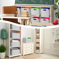 Lot de 6 paniers de rangement pliables en tissu rectangulaires colorés de 14x10 pouces avec poignée pour l'organisation des étagères de la maison et des placards