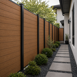Clôture en composite WPC avec cadre en aluminium, fabrication directe d'usine, personnalisable, clôture de jardin et de piscine pour l'intimité, résistante aux intempéries, faible entretien - Product Image 4