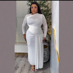 Abito da <span class=keywords><strong>donna</strong></span> <span class=keywords><strong>taglie</strong></span> forti in poliestere tinta unita con inserti, gonna elasticizzata, vita aderente, snellente, versatile, nuova collezione autunno 26 - Product Image 4