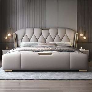 <strong>Bed</strong> Frame King Size Popular Italian Genuine Leather Wedding <strong>Bed</strong> Storage Bedroom Luxury Queen <strong>Beauty</strong> Double Wooden King Size <strong>Bed</strong> - Product Image 4