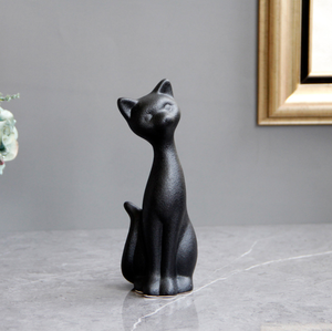 Modern Home Decoration Couple Pair Ceramic Black <strong>Cat</strong> Statue Ornaments 2 PCS Matte Mini <strong>Cat</strong> <strong>Figurines</strong> - Product Image 4
