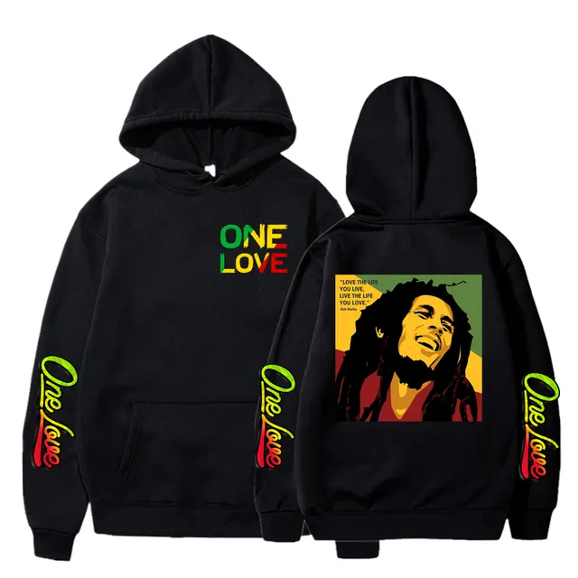 Reggae One Love Print Cotton Quality Hoodies Unisex Long Sleeve Bob Fashion Rasta Hoodie