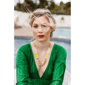 Chevron Priestess II Lime <b>Beaded</b> <b>Necklace</b> - Yellow and Lime - Product Image 6