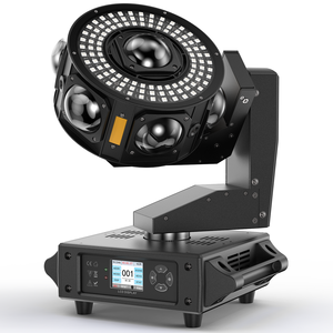 Projecteur à <span class=keywords><strong>tête</strong></span> <span class=keywords><strong>mobile</strong></span> 160W 4 LED RGBW 360° ° Lumière de scène rotative DJ DMX 512 19/25CH avec faisceau lumineux à <span class=keywords><strong>tête</strong></span> <span class=keywords><strong>mobile</strong></span> activé par le son - Product Image 1