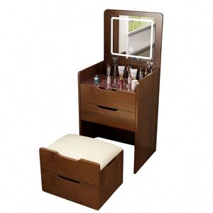 Table de maquillage minimaliste moderne pour petite chambre avec <span class=keywords><strong>armoire</strong></span> de rangement et éclairage intégré - Product Image 3