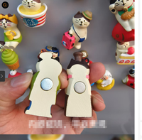 Aimants de réfrigérateur en résine, style japonais, chat et villes chinoises, forte adhérence, autocollants magnétiques DIY pour tableaux d'affichage