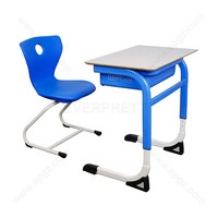 Bureau et chaise individuels modernes pour salle de classe, réglables en hauteur, avec rangement, design ergonomique et durable