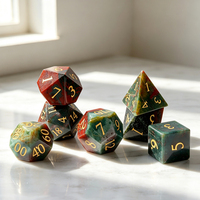 7pcs Set Dadu Batu Akik India Batu Alam Polihedral DND RPG Set Dadu Permainan Meja Buatan Tangan Set Dadu D&D Grosir