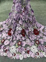 Nueva Tela de Organza con Bordado de Flores en 3D, Colorida y Vibrante, con Diseño de Puntos y Rayas, Tejida y Elástica, para Vestidos de Niña