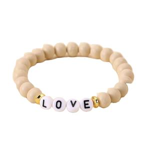 Pulsera con cuentas de madera para mujer, brazalete con <span class=keywords><strong>letras</strong></span> bohemias personalizadas - Product Image 1