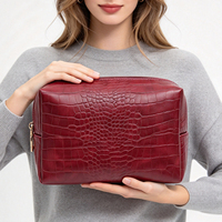 Trousse de Toilette Luxe Discret en Cuir Végétalien, Grande Trousse de Voyage Imperméable pour Hommes et Femmes, Organisateur de Cosmétiques, Cadeaux, Vente en Gros