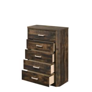 DB Elettra Rustic <b>Walnut</b> Finish Chest of <b>Drawers</b> Modern European Design Solid Wood & Stainless Steel for Bedroom Living Room - Product Image 5