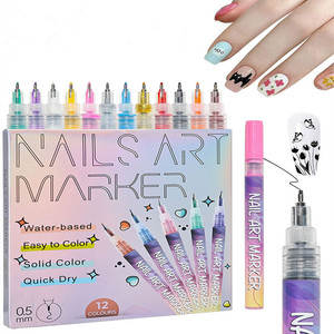 Wholesale 12 Colors Nail Painting Graffiti <b>Pen</b> Plastic Waterproof Drawing Liner Brush Marker <b>Pen</b> Nail Art Graffiti <b>Pen</b> - Product Image 1