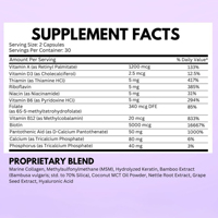 Capsules de biotine, collagène et kératine en marque privée OEM, 25000 MCG, 60 unités, sans OGM, sans gluten, sans sucre, pour soutenir les cheveux, la peau et les ongles