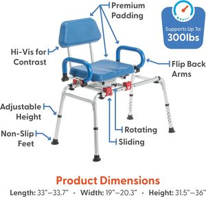<span class=keywords><strong>Chaise</strong></span> de douche rotative <span class=keywords><strong>pour</strong></span> banc de transfert avec bras rembourrés Tabouret de siège de <span class=keywords><strong>baignoire</strong></span> <span class=keywords><strong>pour</strong></span> adultes Fournitures de thérapie de réadaptation <span class=keywords><strong>pour</strong></span> personnes âgées - Product Image 6