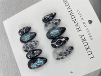 Venta al por Mayor de 10 Uñas Postizas Pintadas a Mano con Gel, Hermosas y Lujosas, Diseño Personalizado, Uñas Postizas Hechas a Mano