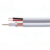 Cable Coaxial RG59+2C con Conductor Sólido, Revestimiento de PVC LSZH, Resistencia de 50/75 Ohmios, 1 Conductor para Alimentación, CCTV y Seguridad