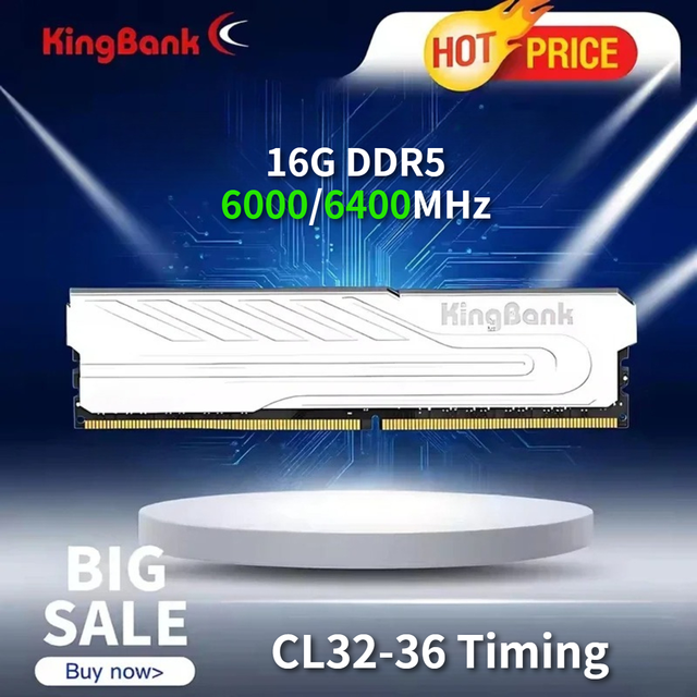 Kingbank ram DDR5 6000/6400MHz 16GB CL32-36 Hynix M-die Overclocking XMP 3.0 & AMD Expo ICUE Compatible Computer Memory